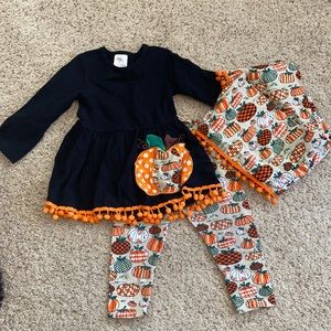 3 piece Fall pumpkin set for girls size 18/24 mths